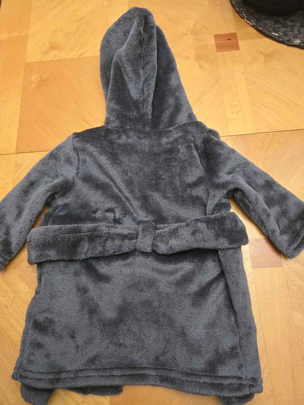 2 Kids Plush Hooded Robe in Charcoal Gray with Elephant Patch $20 each